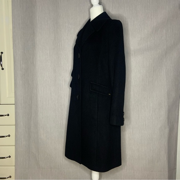 Ellen Tracy Wool Blend Black Trench Long Coat Single Breasted | Size 10 - Picture 5 of 17